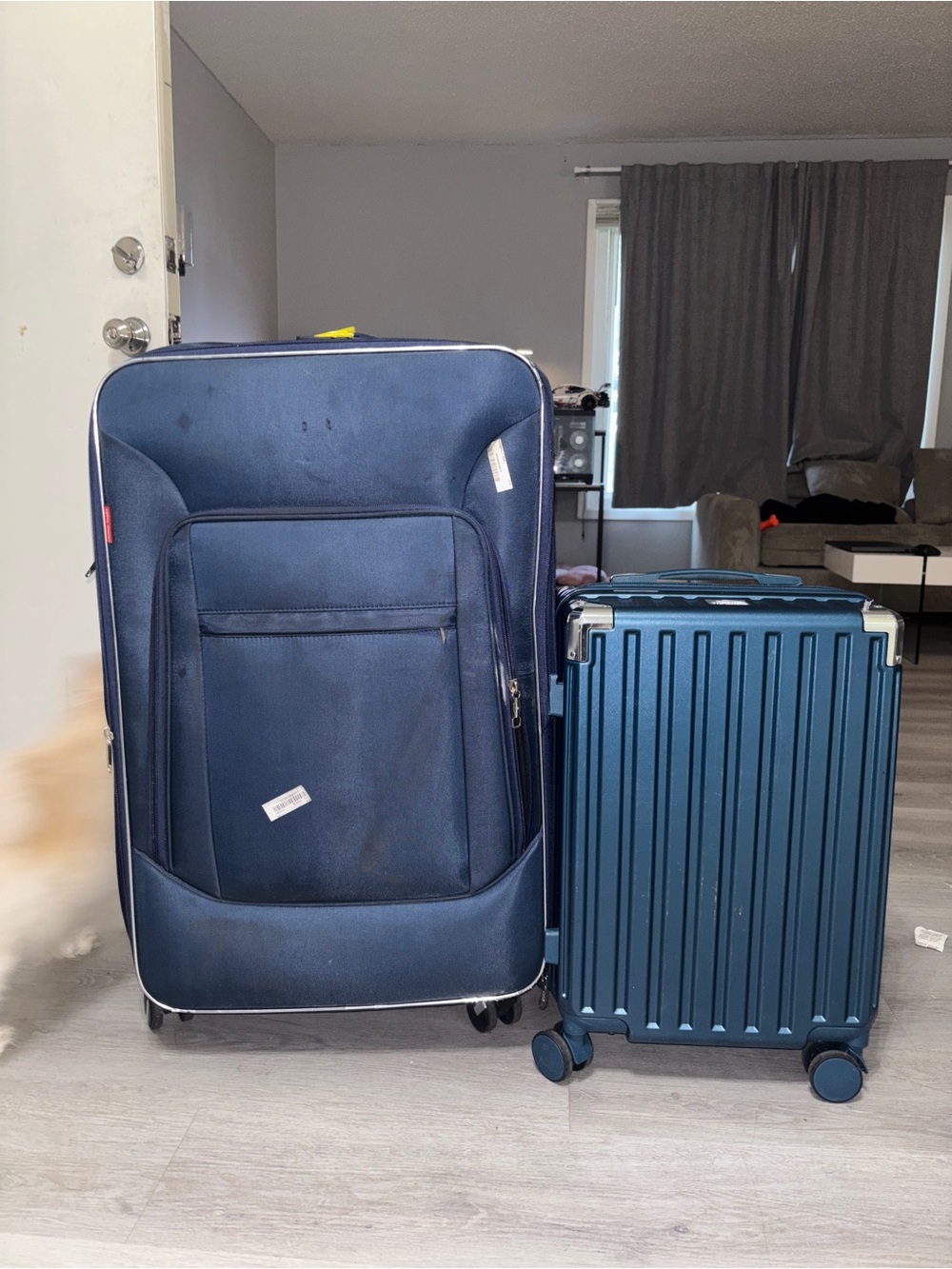 Navy Blue Soft-Side carry on  and Hard-Shell Luggage checking - Travel Set
